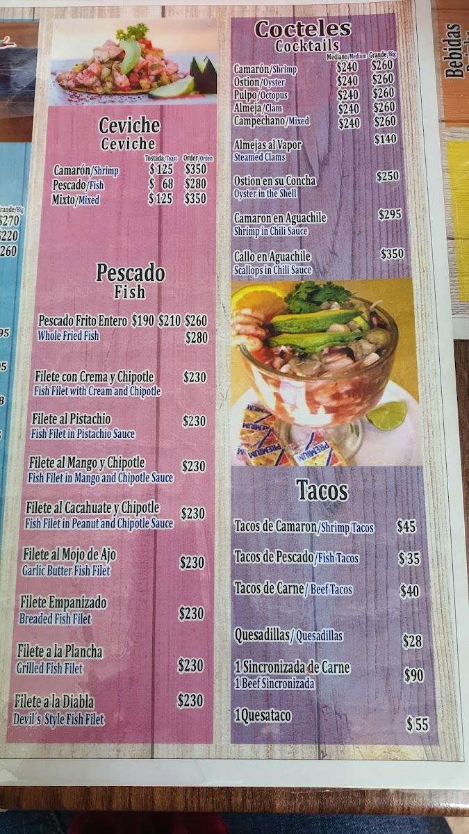 Mariscos La Morena Menu - Image 3